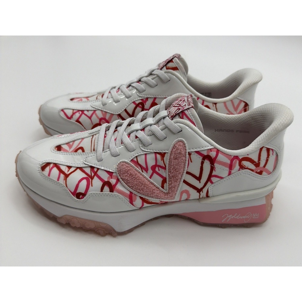 NEW Rare Skechers Mark Nason Pink, Red, White Heart Artsy Art Decor Size 10 Love